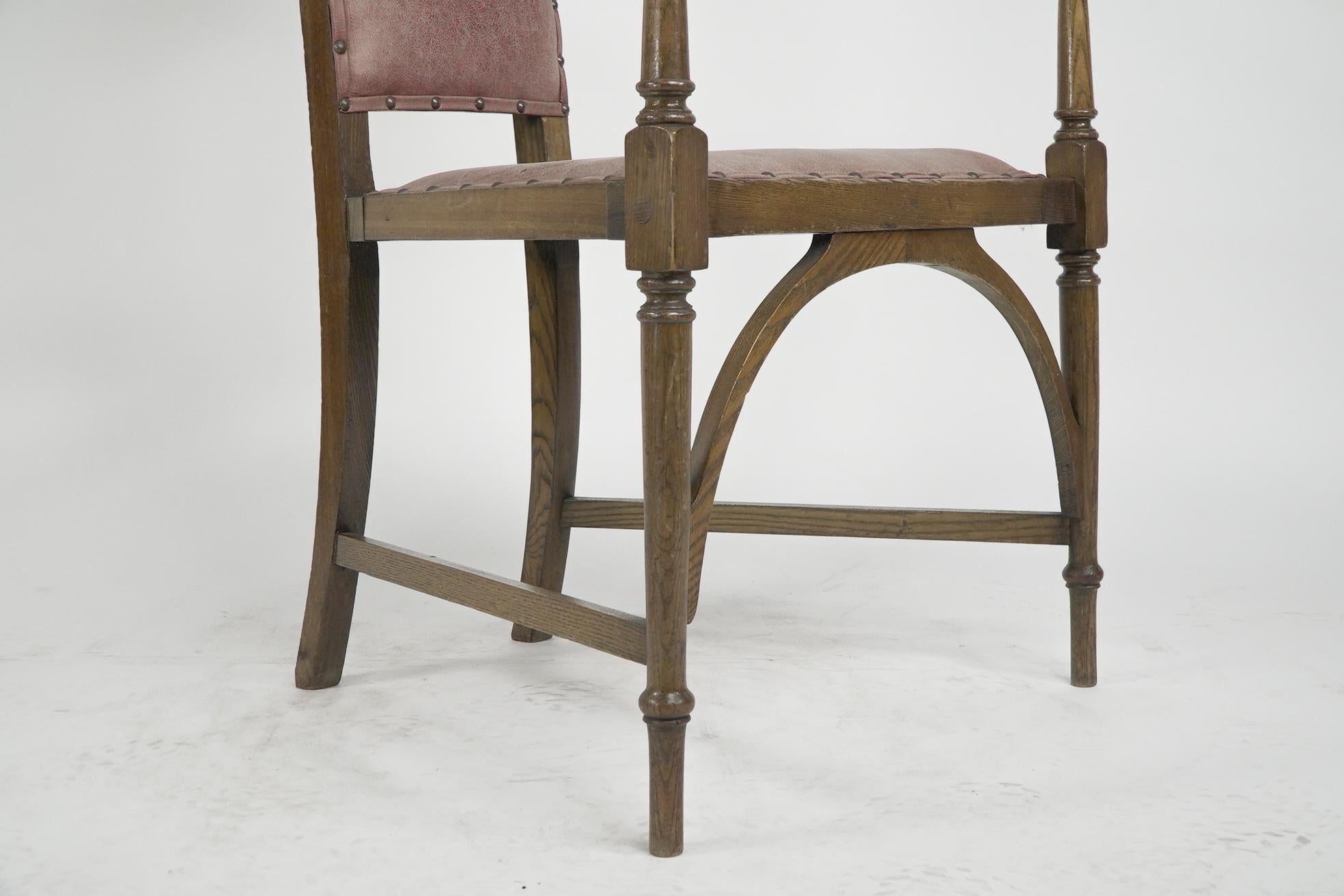 J S Henry. An ash Arts & Crafts armchair with an elongated back & curled ears For Sale 9