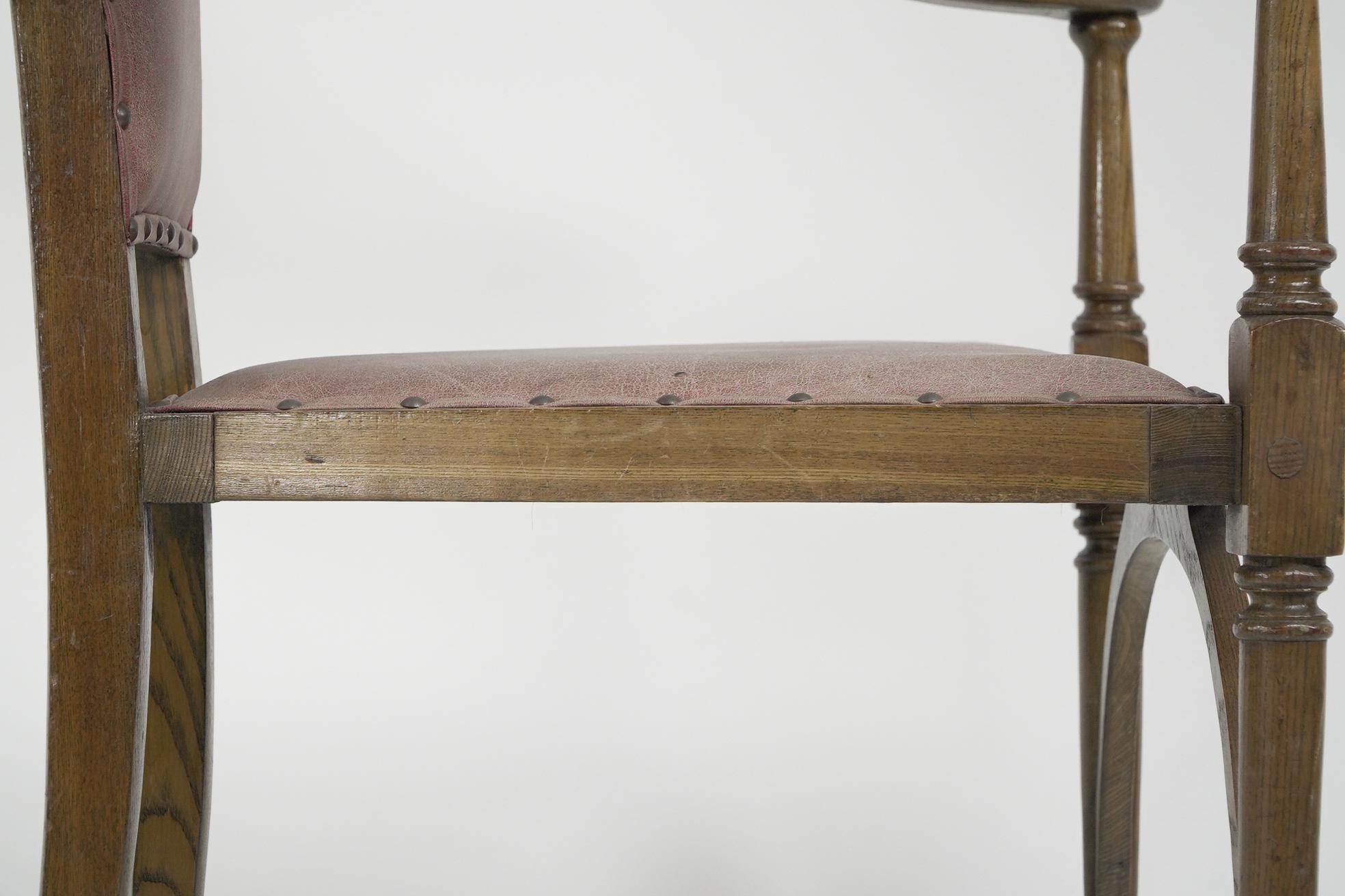 J S Henry. An ash Arts & Crafts armchair with an elongated back & curled ears For Sale 12