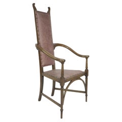 J.S. Henry. Sillón Arts & Crafts de fresno con respaldo alargado y orejas rizadas