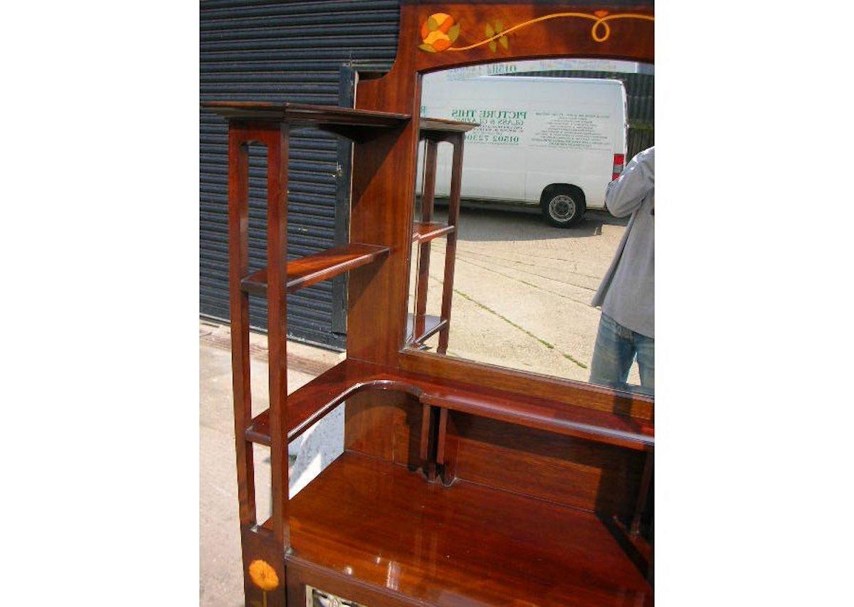 20th Century J S Henry attributed, Arts & Crafts Mahogany & Inlaid Display Cabinet For Sale