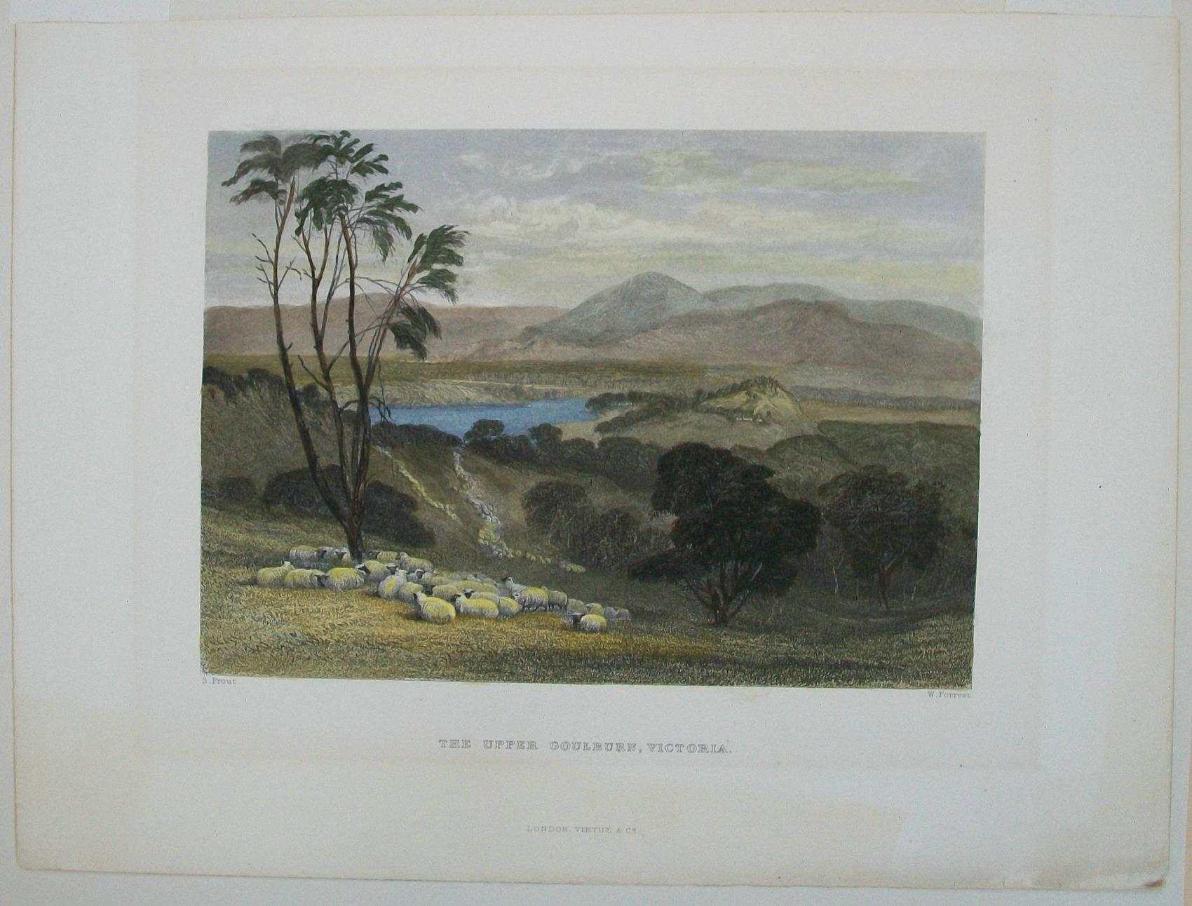 J S PROUT - „The Upper Goulburn, Victoria“ - Handkolorierte Gravur - U K - 1874 (Viktorianisch) im Angebot