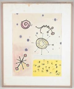 J. Sáez. Watercolour on paper. Poetic abstract composition. Dated 1971