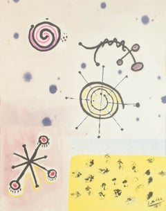 J. Sáez. Watercolour on paper. Poetic abstract composition. Dated 1971