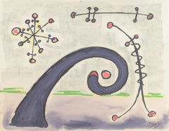 J. Sáez. Watercolour on paper. Surrealist composition. Dated 1971