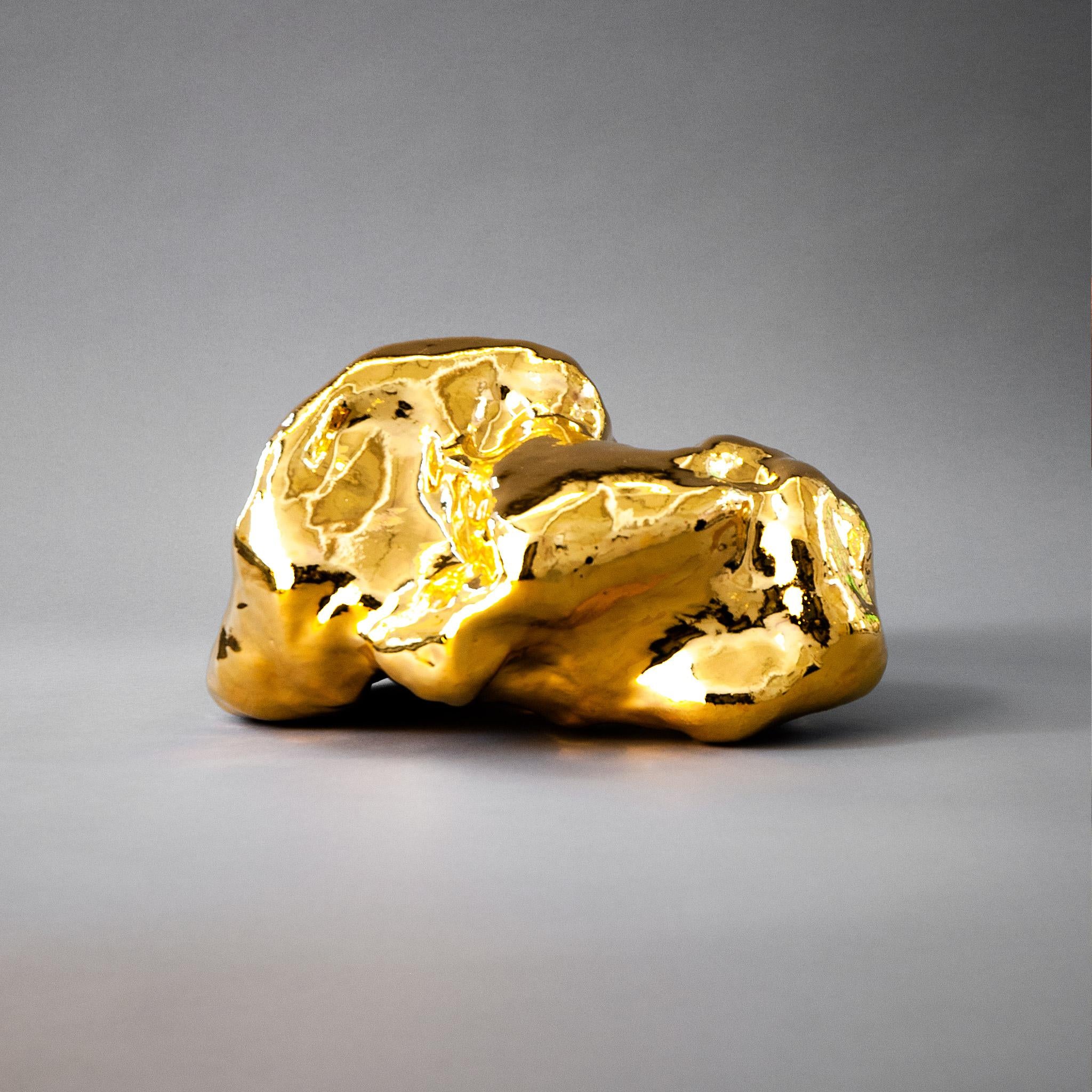 Organic Modern J Schatz Studio 2018 Gold Amorphous Sculpture in Stoneware, Organic For Sale