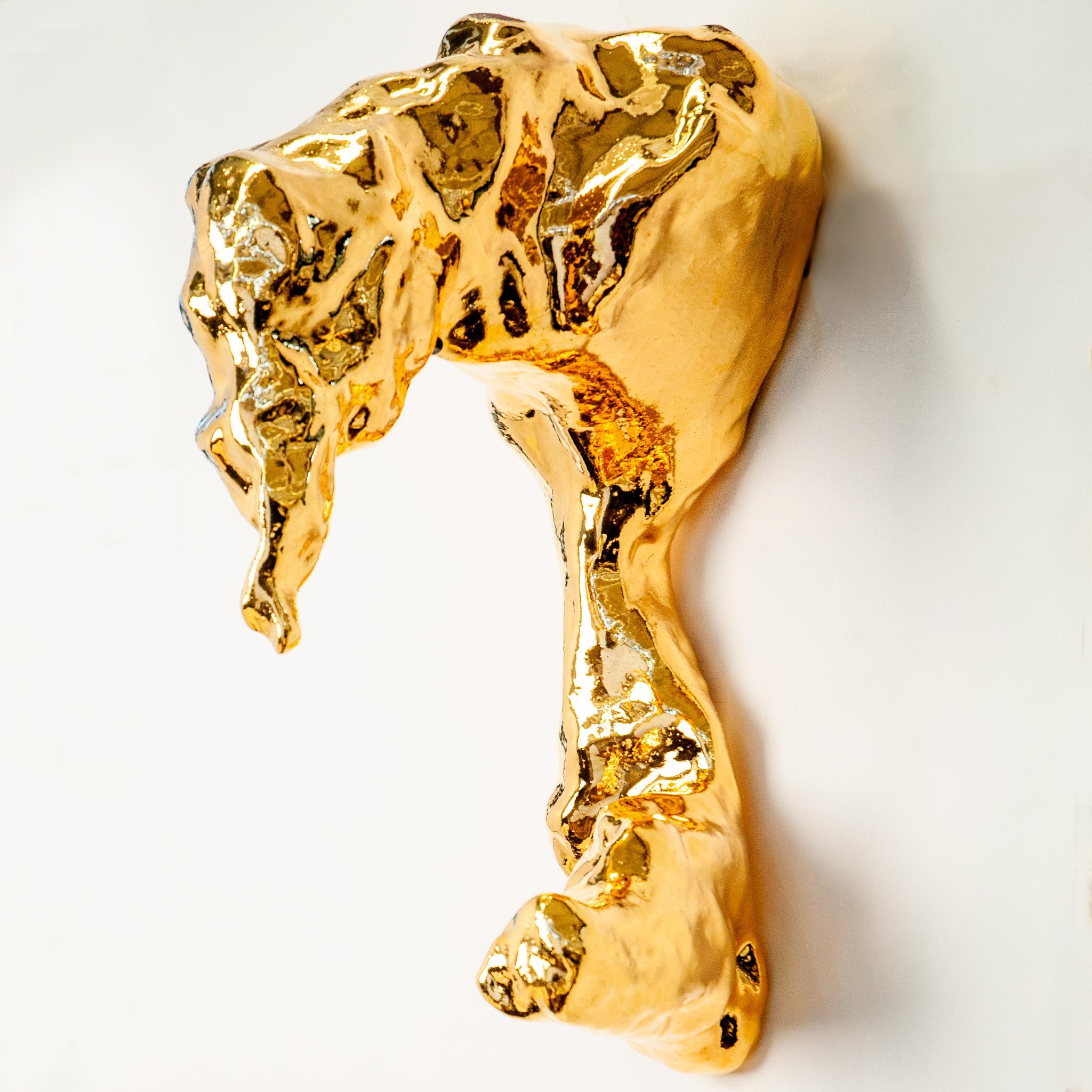 American J Schatz Studio 2018 Gold Amorphous Wall Sconce, Organic Modern For Sale