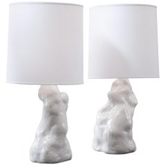 J Schatz Studio 2018 White Amorphous Table Lamp, Pair, One of a Kind