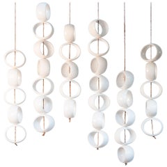 J Schatz Studio 2018 White Orb Hanging Sculpture, Mid-Century Modern Stoneware