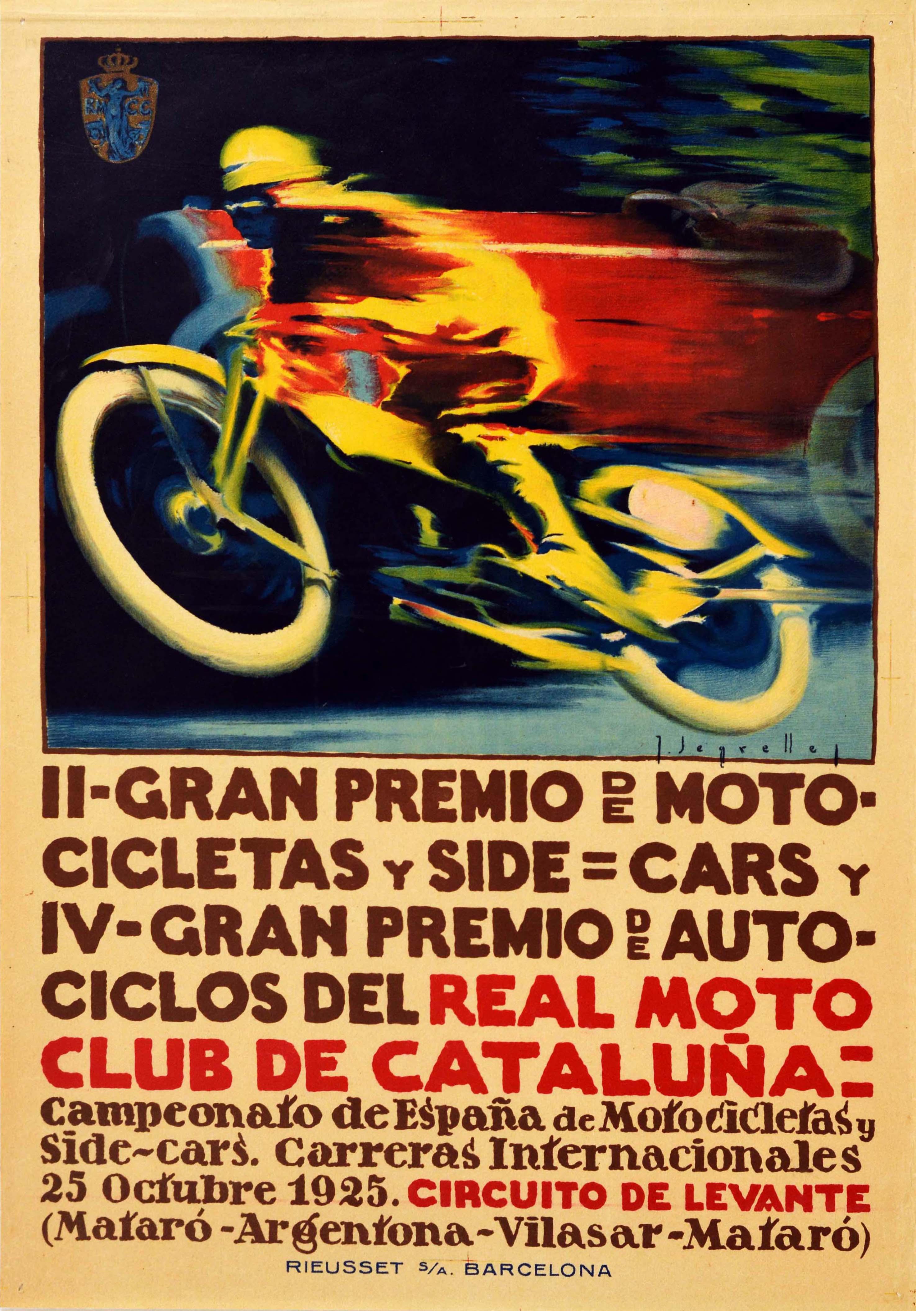 Original Vintage Auto Racing Poster Gran Premio GP Motorcycle Grand Prix Spain