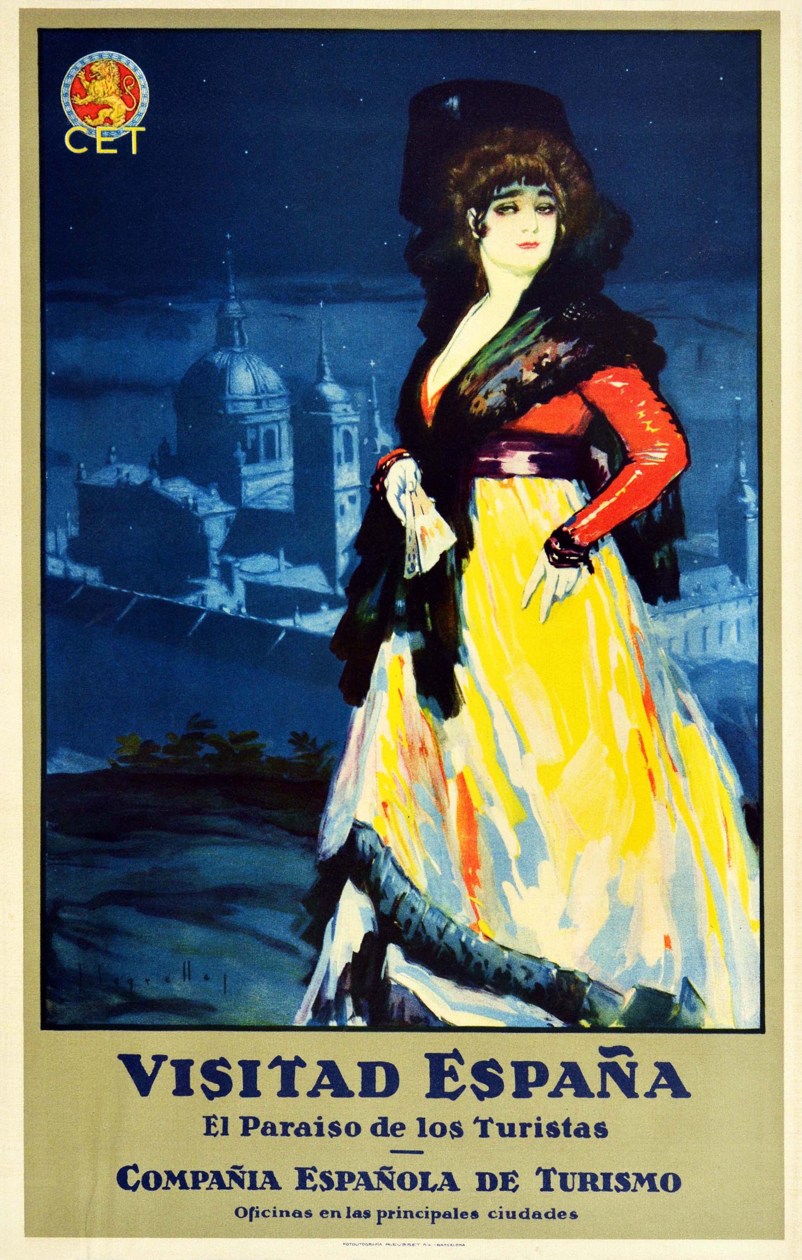 J. Segrelles Print - Original Vintage Travel Poster Visitad Espana El Paraiso Spain Tourist Paradise