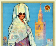 Original Vintage Travel Poster Visitad Sevilla Andalucia Spain Seville Andalusia