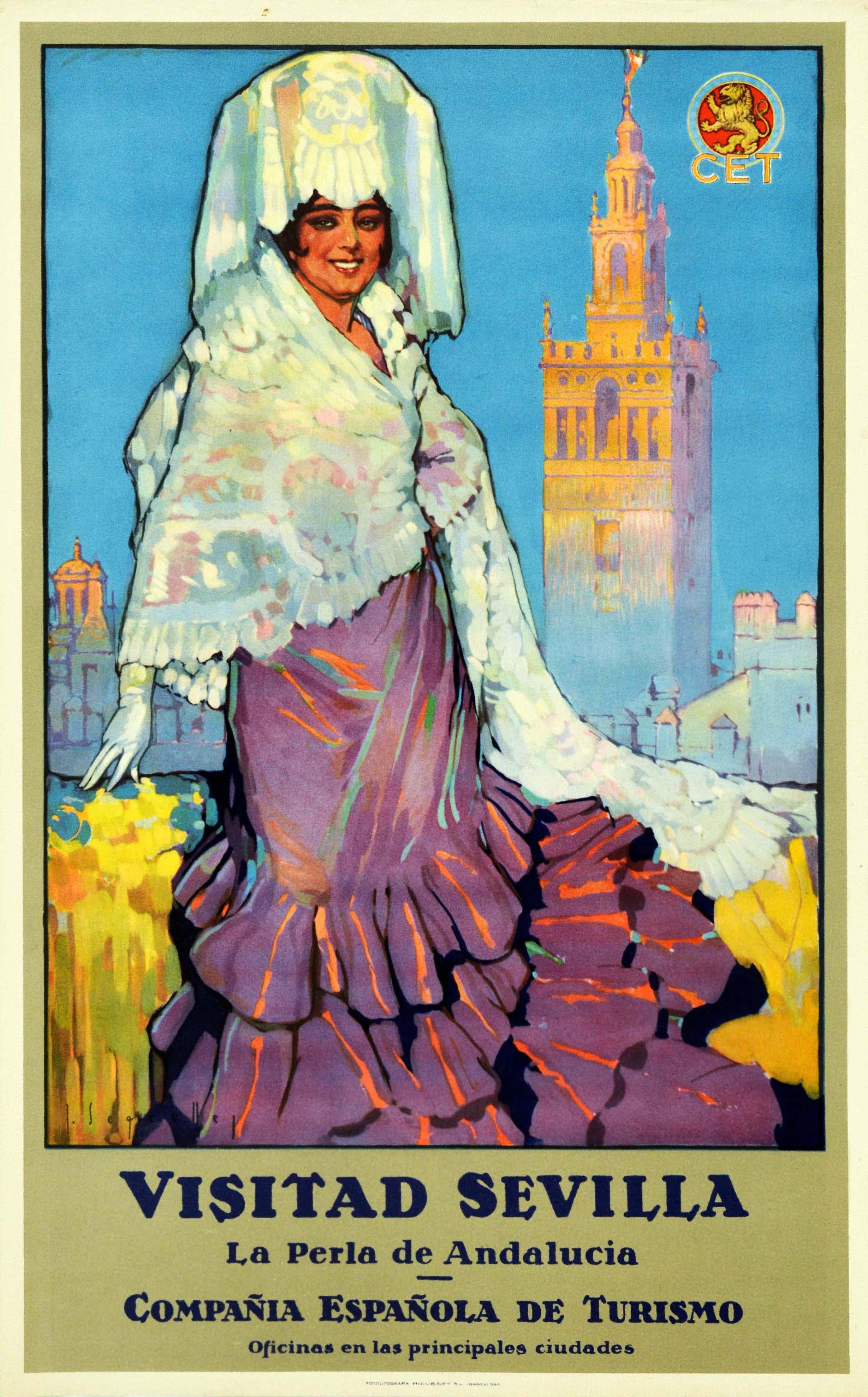 J. Segrelles Print - Original Vintage Travel Poster Visitad Sevilla Andalucia Spain Seville Andalusia