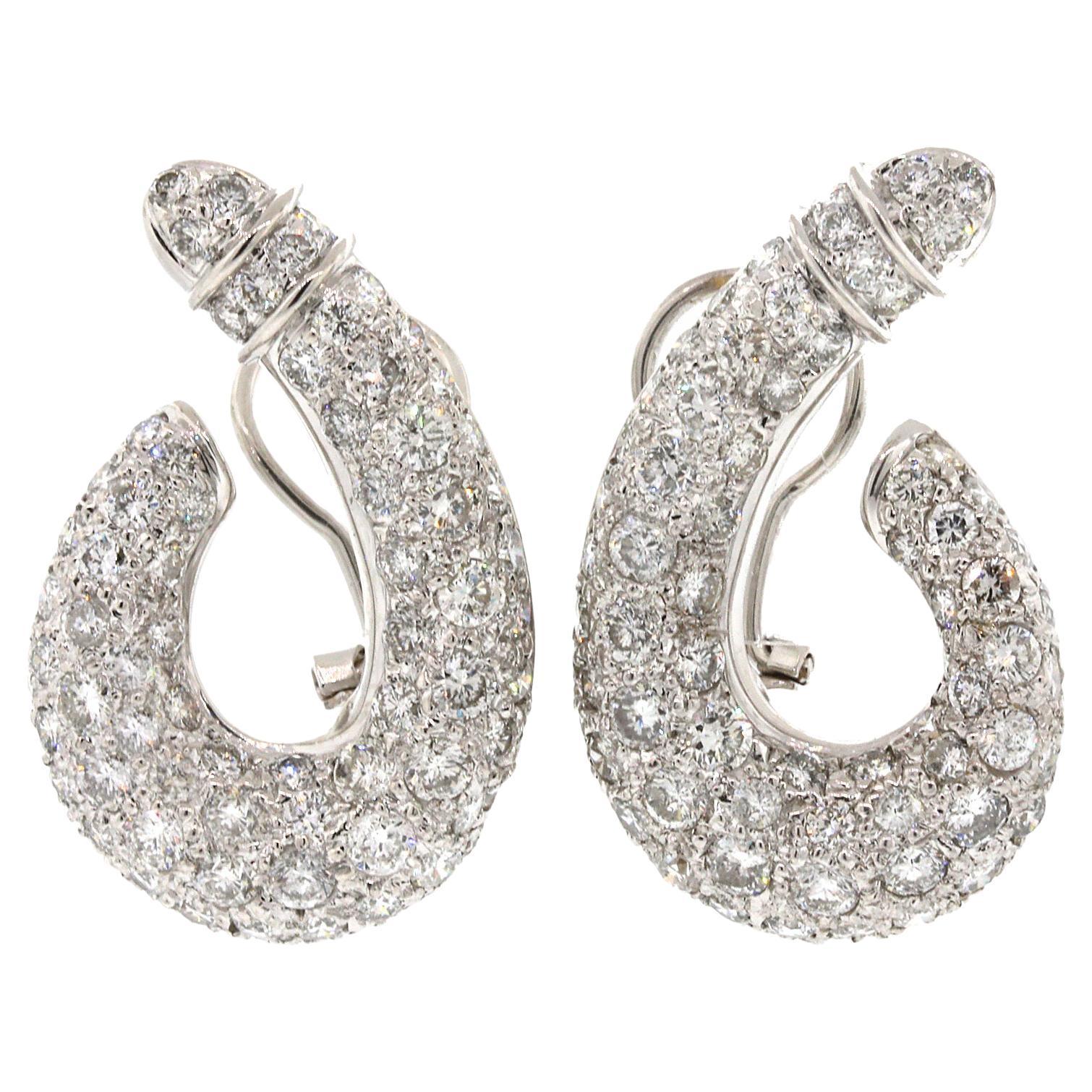 J Shaped Diamond Earrings For Sale