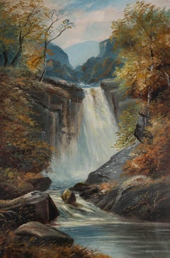 J. Small - Début du 20e siècle, huile, chutes d'Ingleton