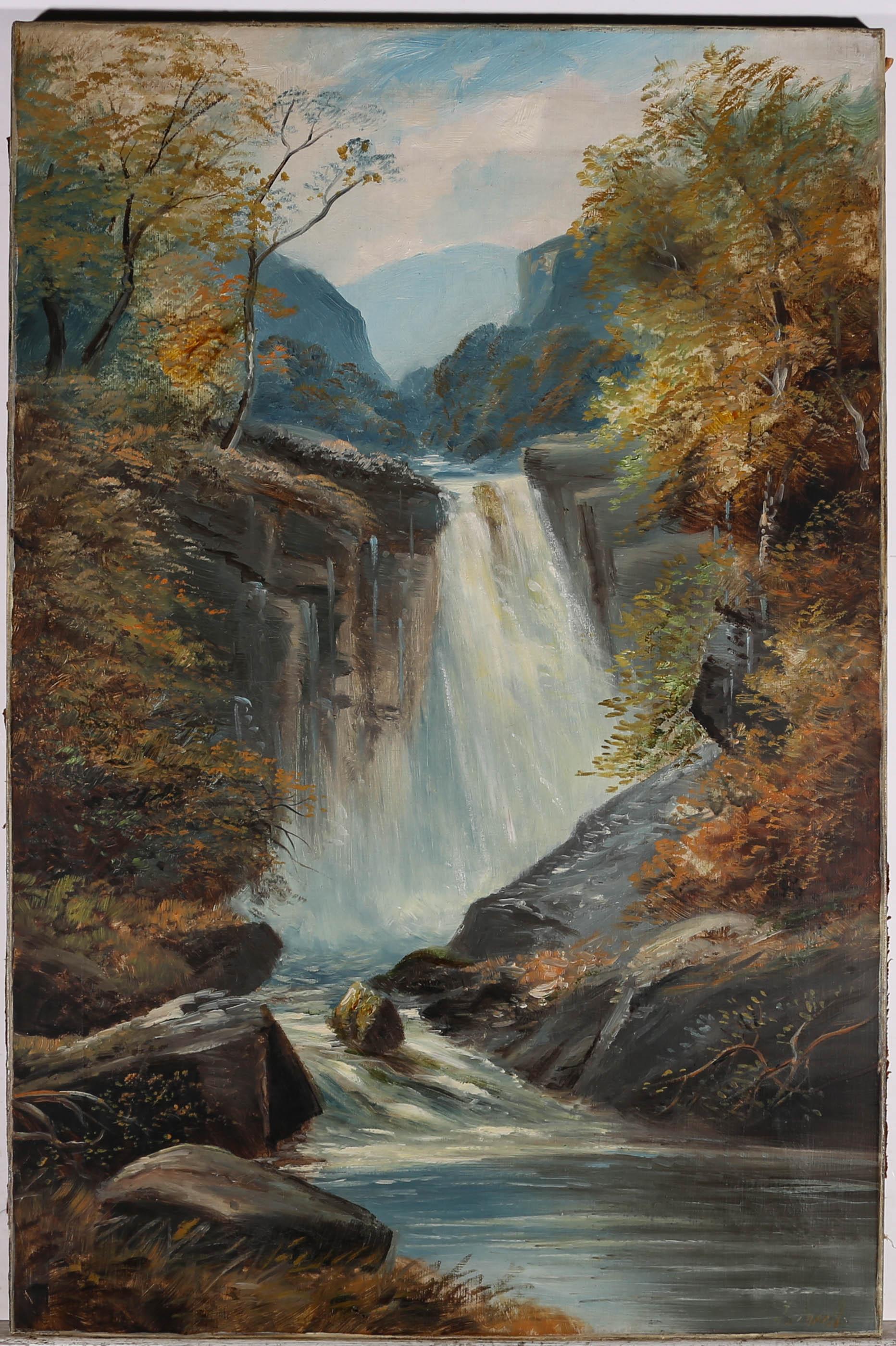 J. Small - Olio dei primi del Novecento, Cascate di Ingleton 2