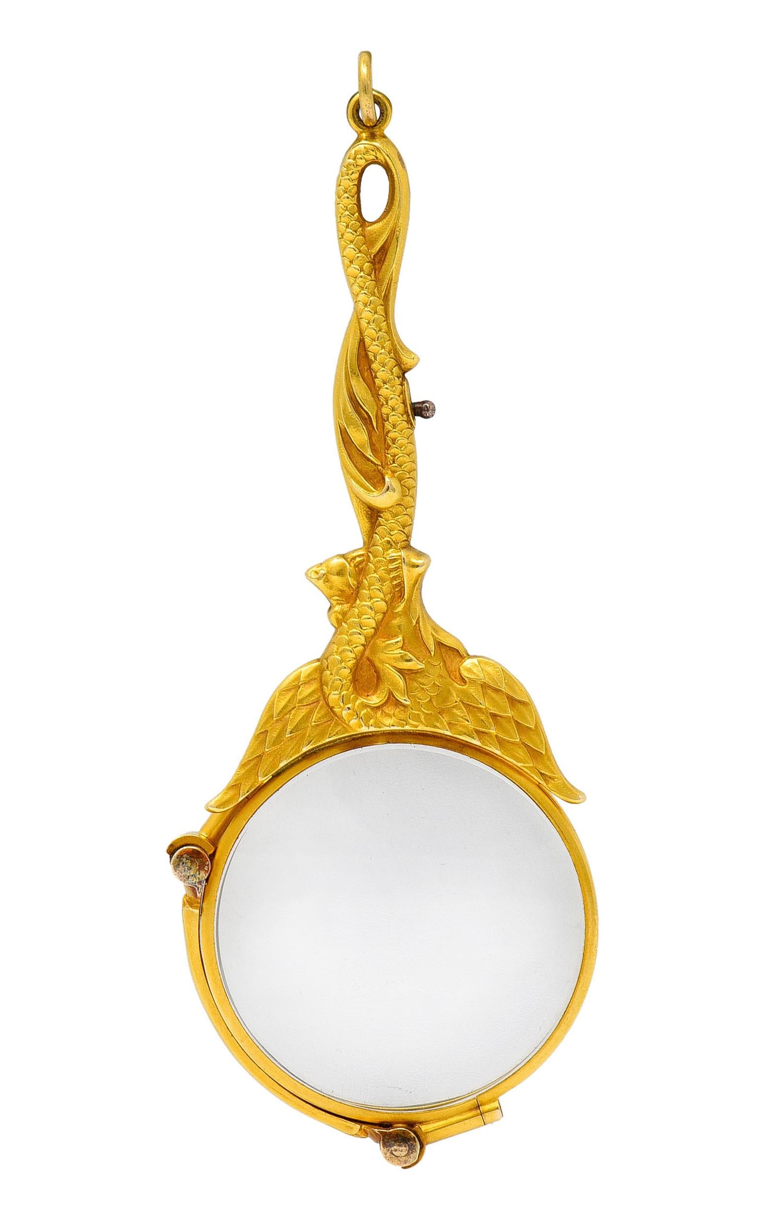 J. Solinger & Co. 14 Karat Gold Serpent Dragon Lorgnette Glasses Pendant 5