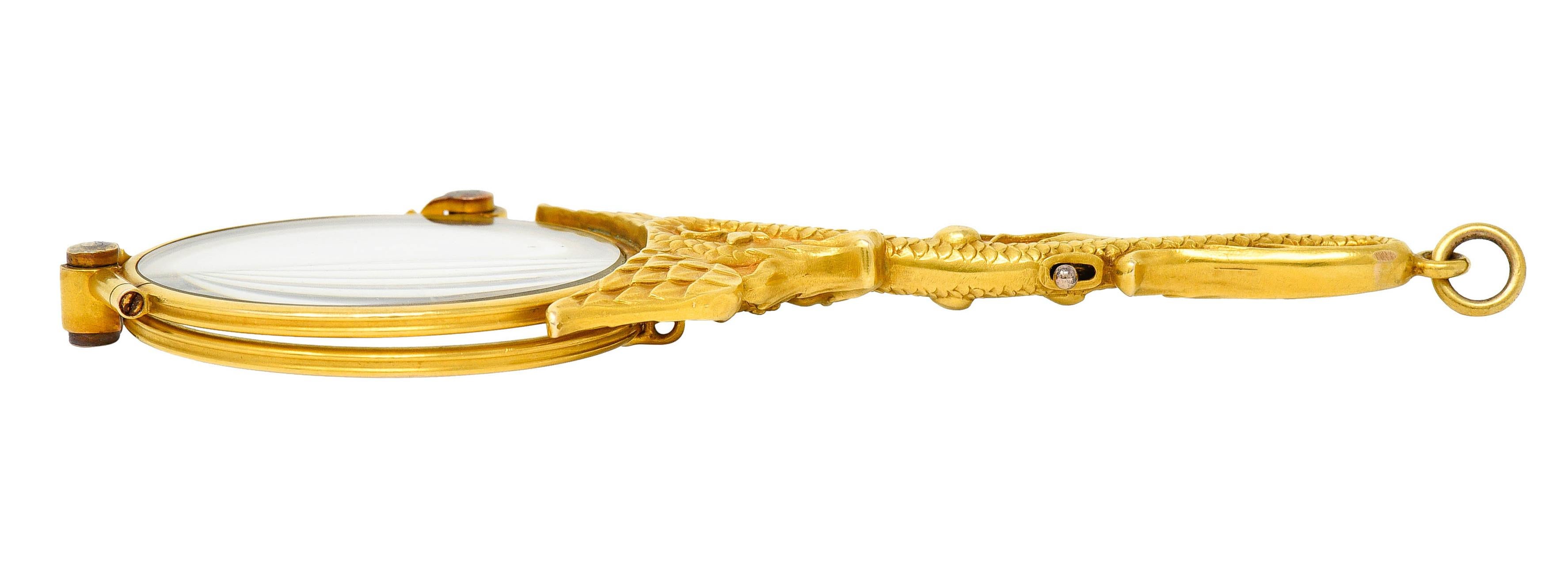 J. Solinger & Co. 14 Karat Gold Serpent Dragon Lorgnette Glasses Pendant 7