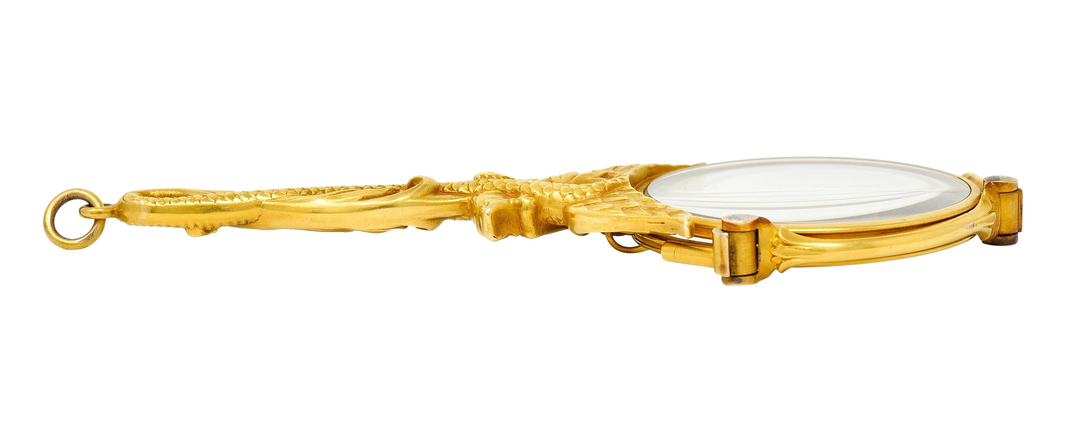 J. Solinger & Co. 14 Karat Gold Serpent Dragon Lorgnette Glasses Pendant 8