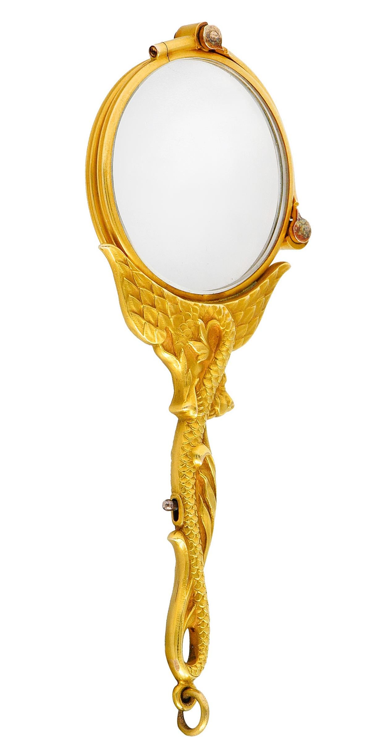J. Solinger & Co. 14 Karat Gold Serpent Dragon Lorgnette Glasses Pendant In Excellent Condition In Philadelphia, PA