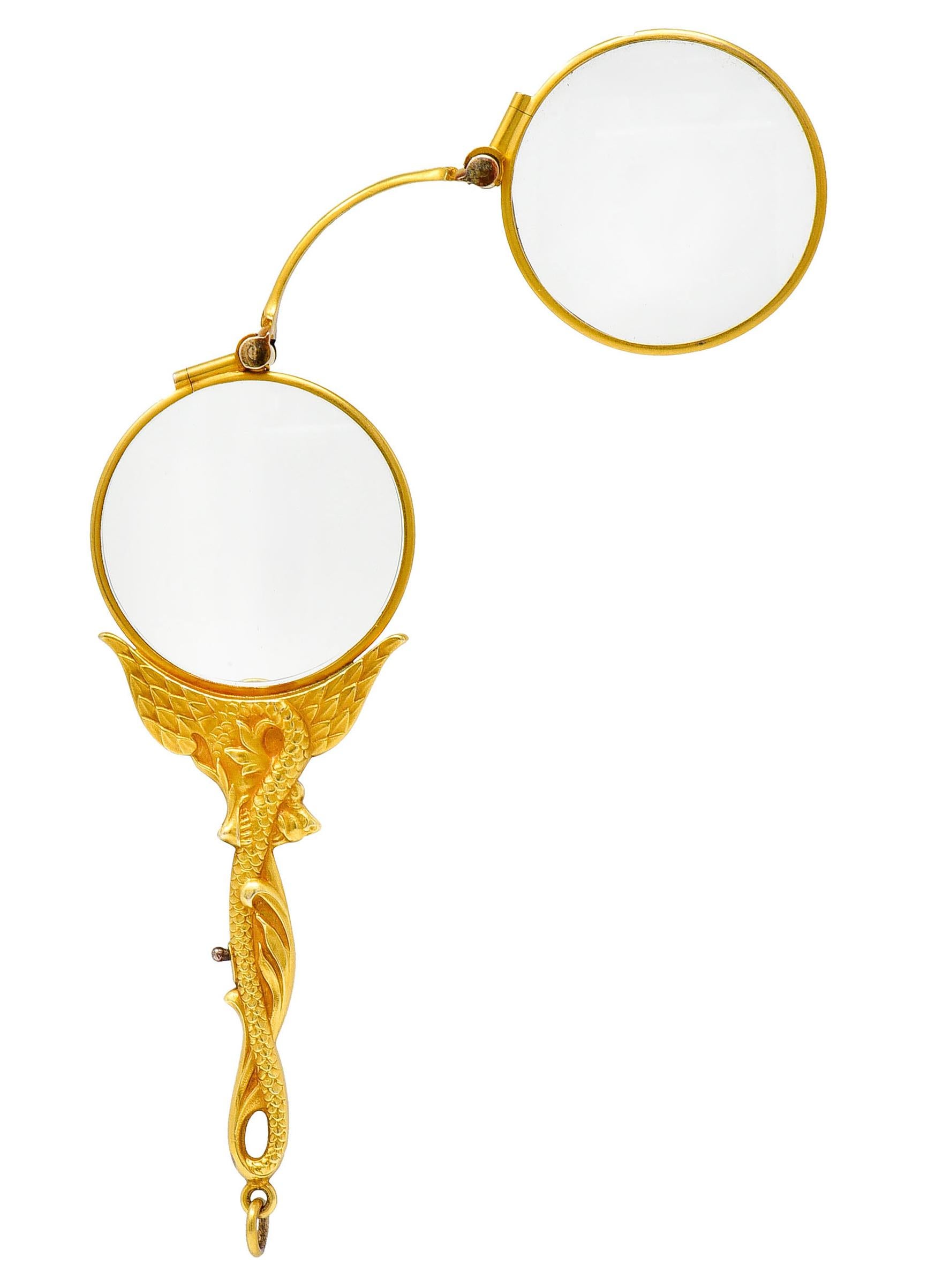 J. Solinger & Co. 14 Karat Gold Serpent Dragon Lorgnette Glasses Pendant 2