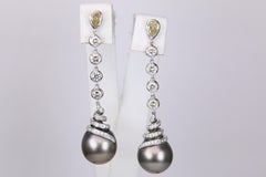 J Stella Tahitian Pearl Diamond White Gold Earrings