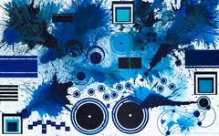 BlueLand Splash - Malibu (Water, Blue, White, Abstract Expressionist Painting)