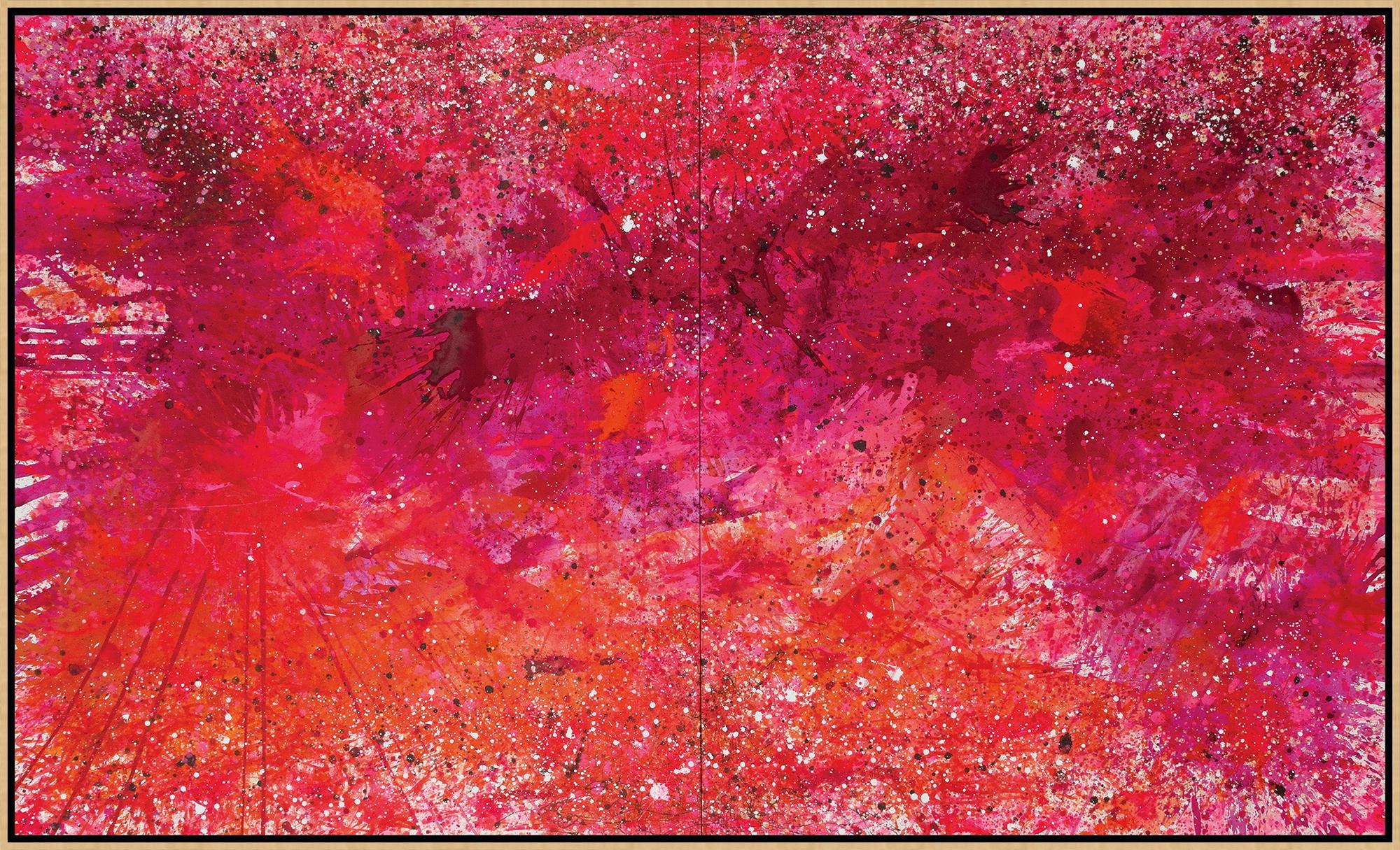 J. Steven Manolis Abstract Painting - Pink and Red Flamingo, Key West, Florida Contemporary Abstract Expressionist