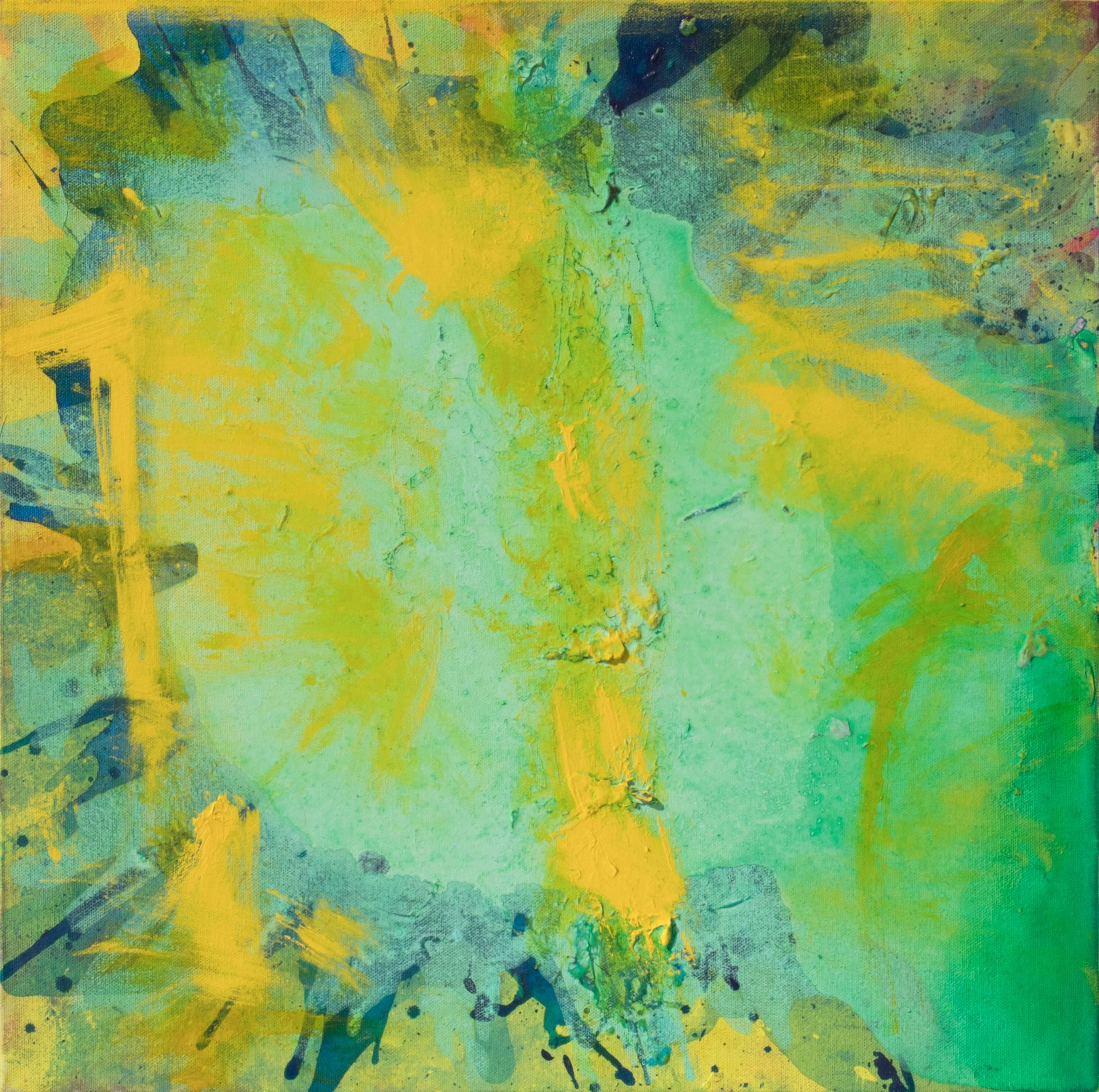 J. Steven Manolis Abstract Painting - Universe (Green, Yellow, Abstract Expressionist Painting)