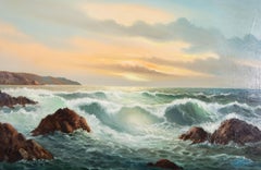 J. Stewart – 20. Jahrhundert, Öl, Wellen am Sonnenuntergang
