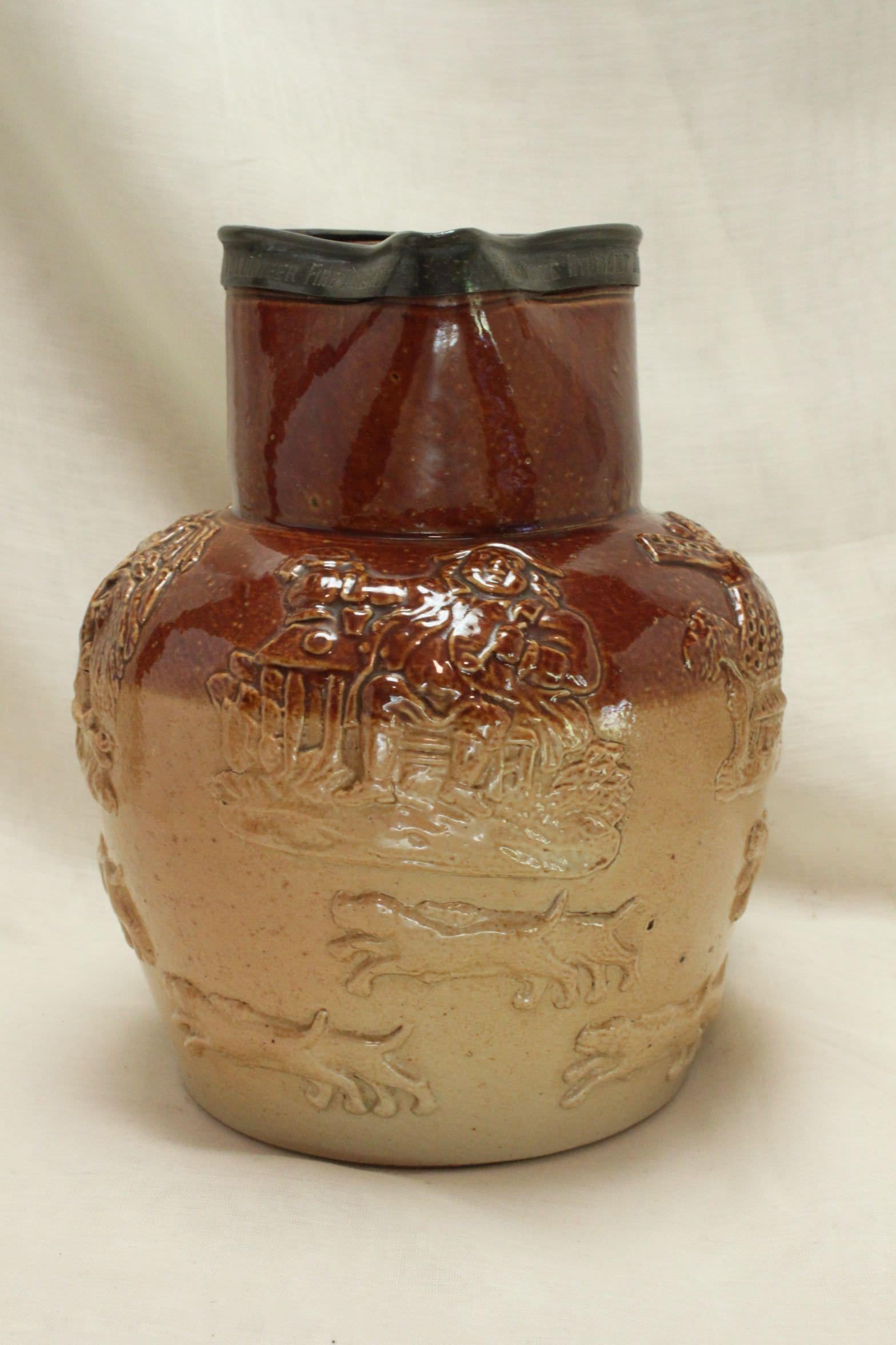 Victorian J Stiff Harvest ware jug given as fire fighting prize 1881 For Sale