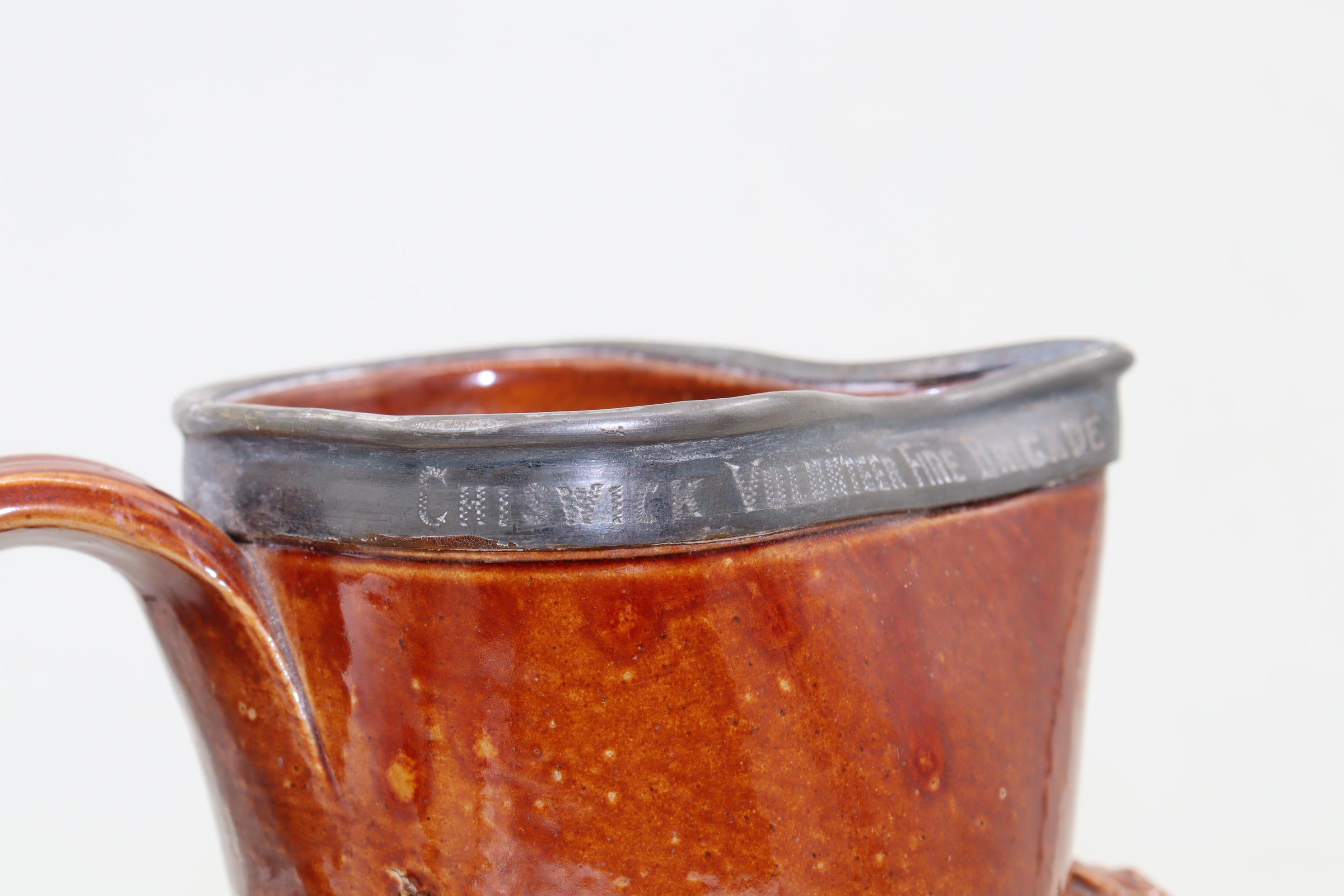 Late 19th Century J Stiff Harvest ware jug given as fire fighting prize 1881 For Sale