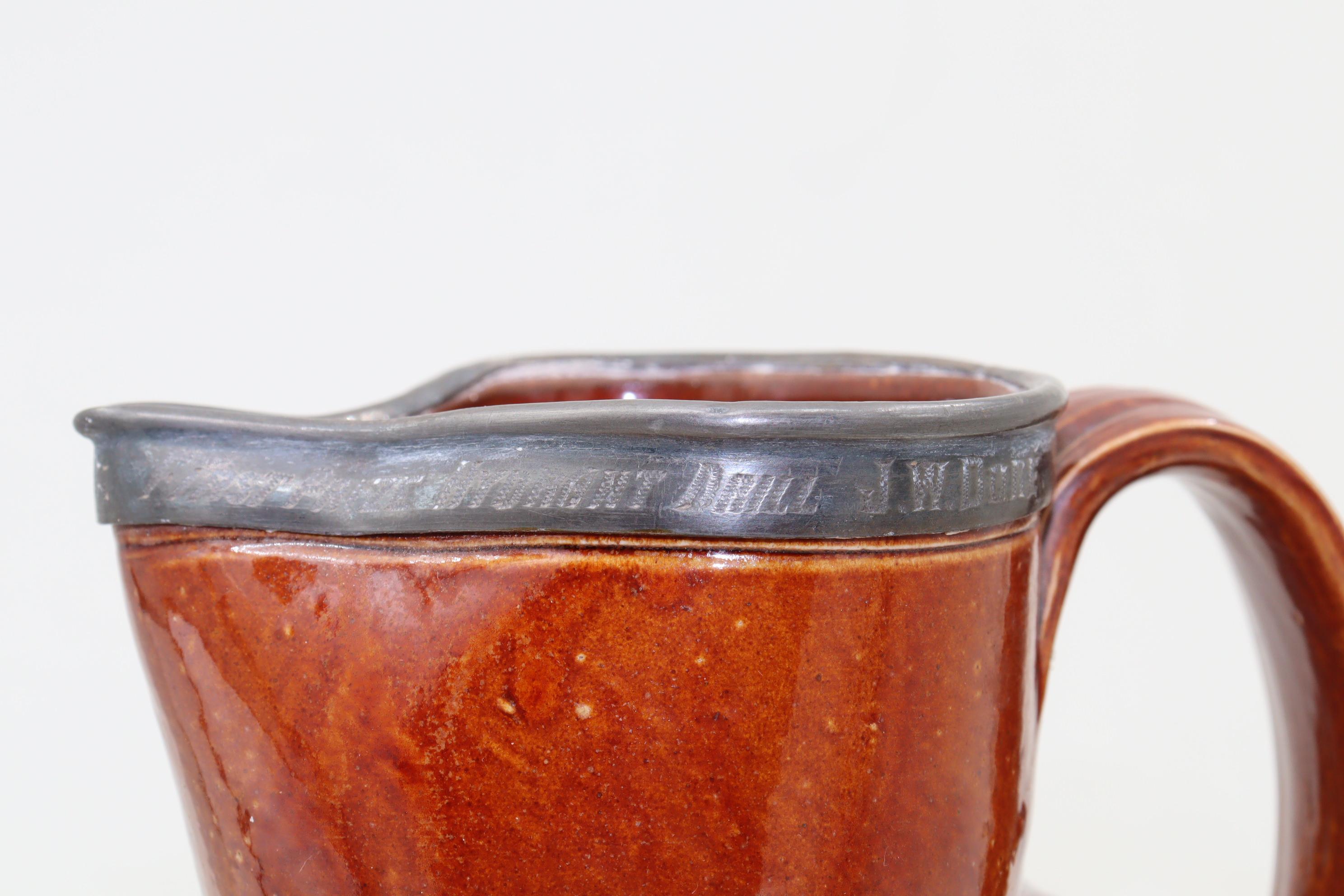 Earthenware J Stiff Harvest ware jug given as fire fighting prize 1881 For Sale