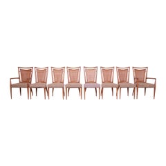 J. Stuart Clingman for John Widdicomb Sculpted Walnut Cane Back Dining Chairs