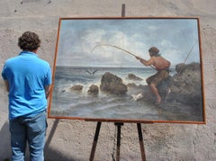 j Suchet, Oil On Canvas, Fisherman On The Coast Marseille XIXth century