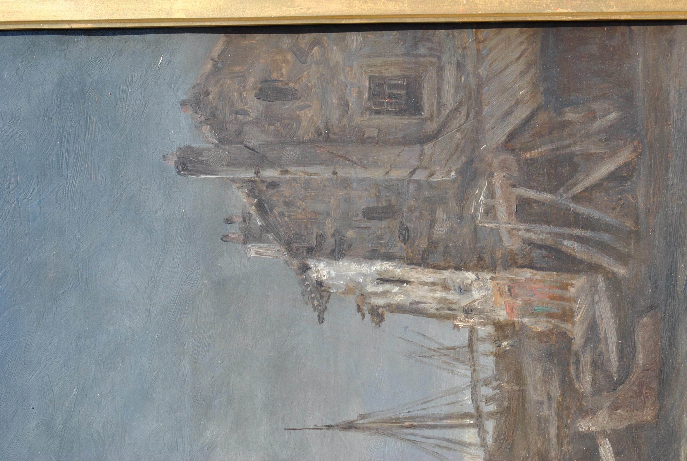 J Suchet, Paisaje marítimo nocturno, Marsella, siglo XIX en Bueno estado para la venta en MARSEILLE, FR