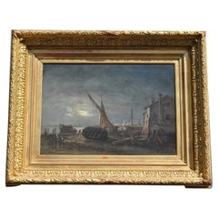 J Suchet, Meereslandschaft in der Nacht, Marseille, 19. Jahrhundert