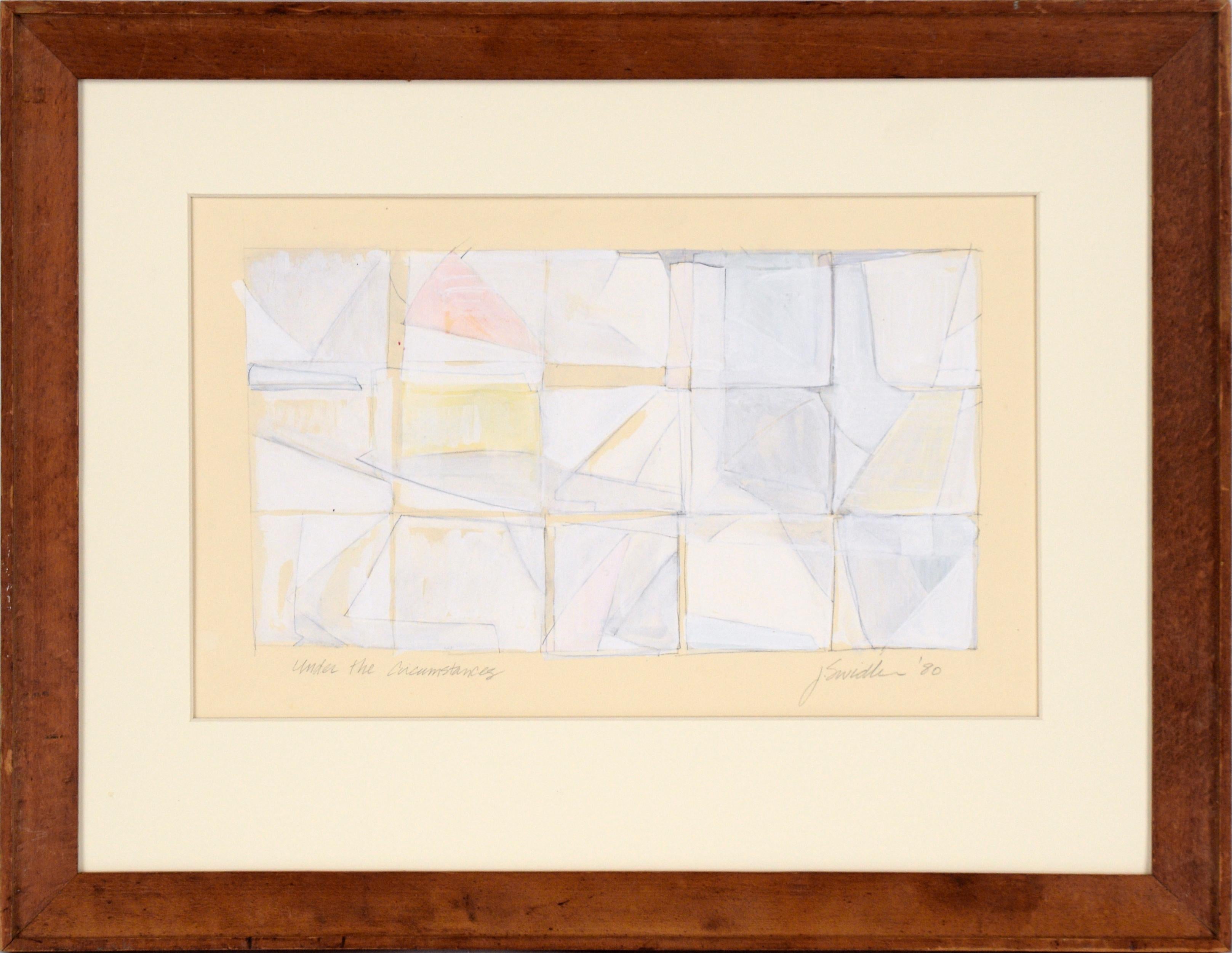 J. Swidler Abstract Painting – ""Under the Circumstances" - Abstrakte geometrische Komposition in Gouache auf Papier
