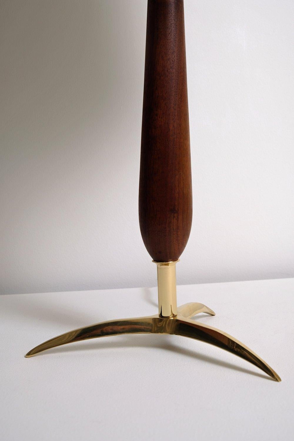 Mid-Century Modern J. T. Kalmar Brass and Rosewood Table Lamp For Sale