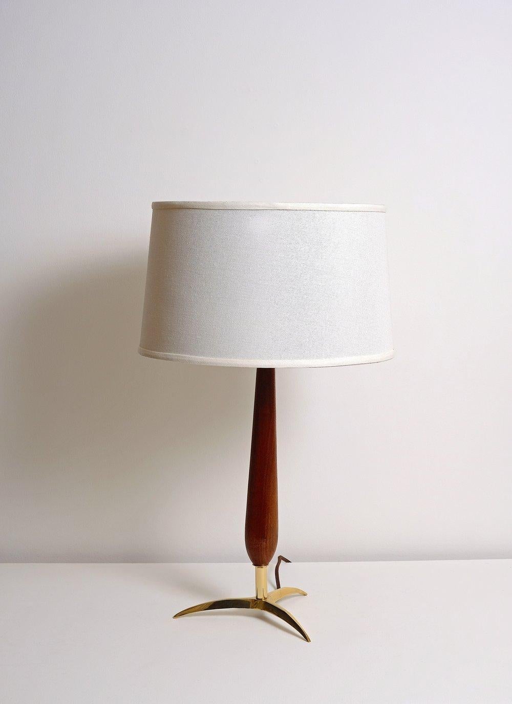 Austrian J. T. Kalmar Brass and Rosewood Table Lamp For Sale
