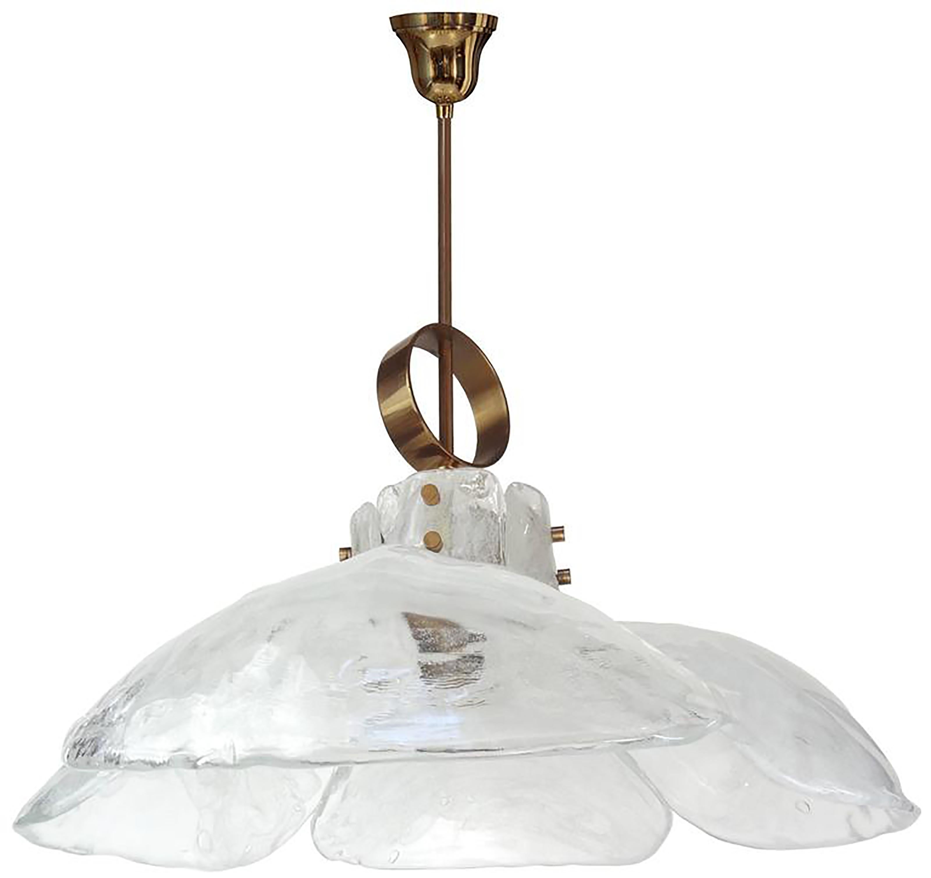 J. T. Kalmar Brass and White Glass Fixture In Excellent Condition For Sale In New York, NY