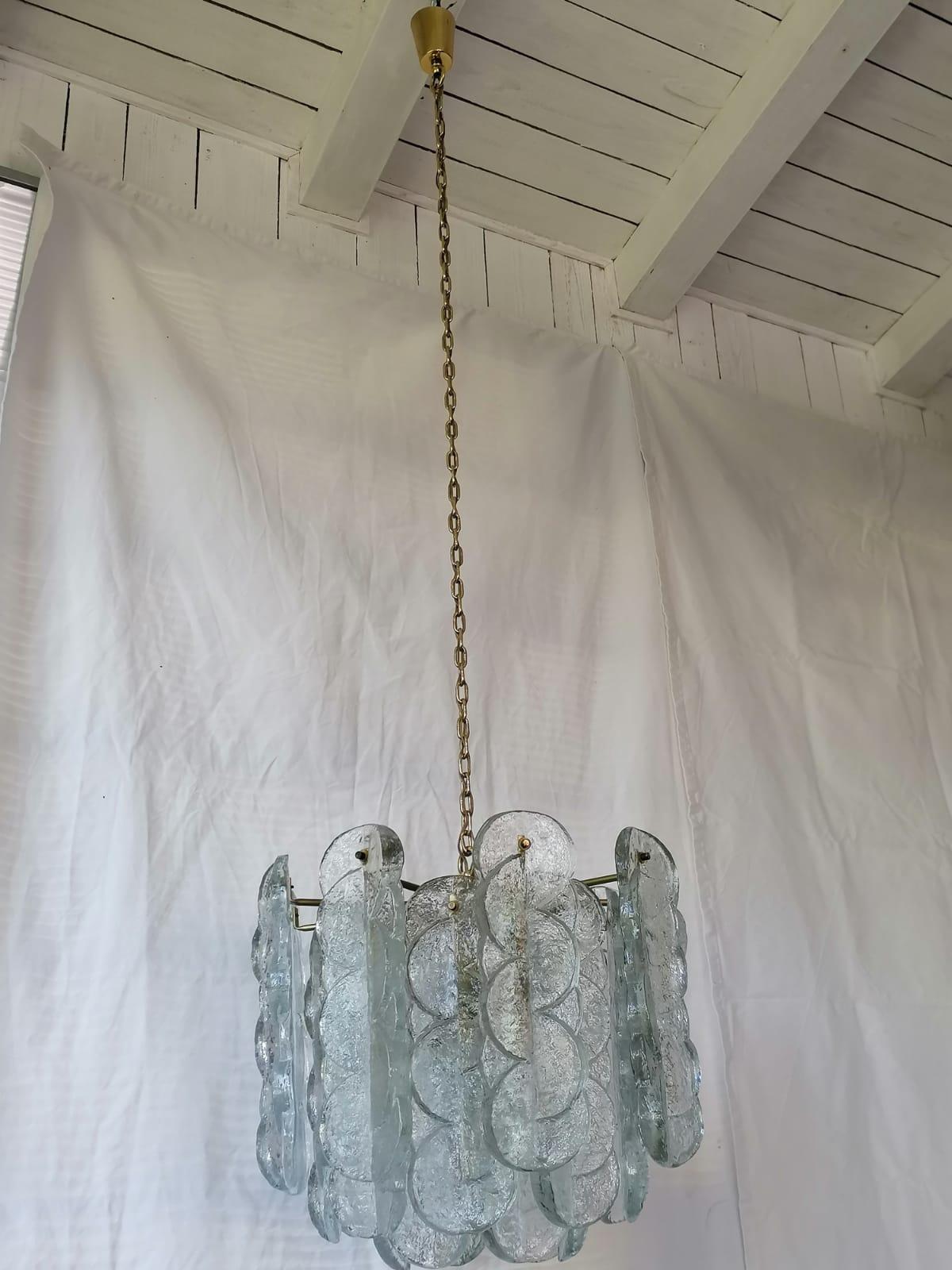 Mid-20th Century J. T. Kalmar Citrus Swirl Crystal Glass Chandelier For Sale