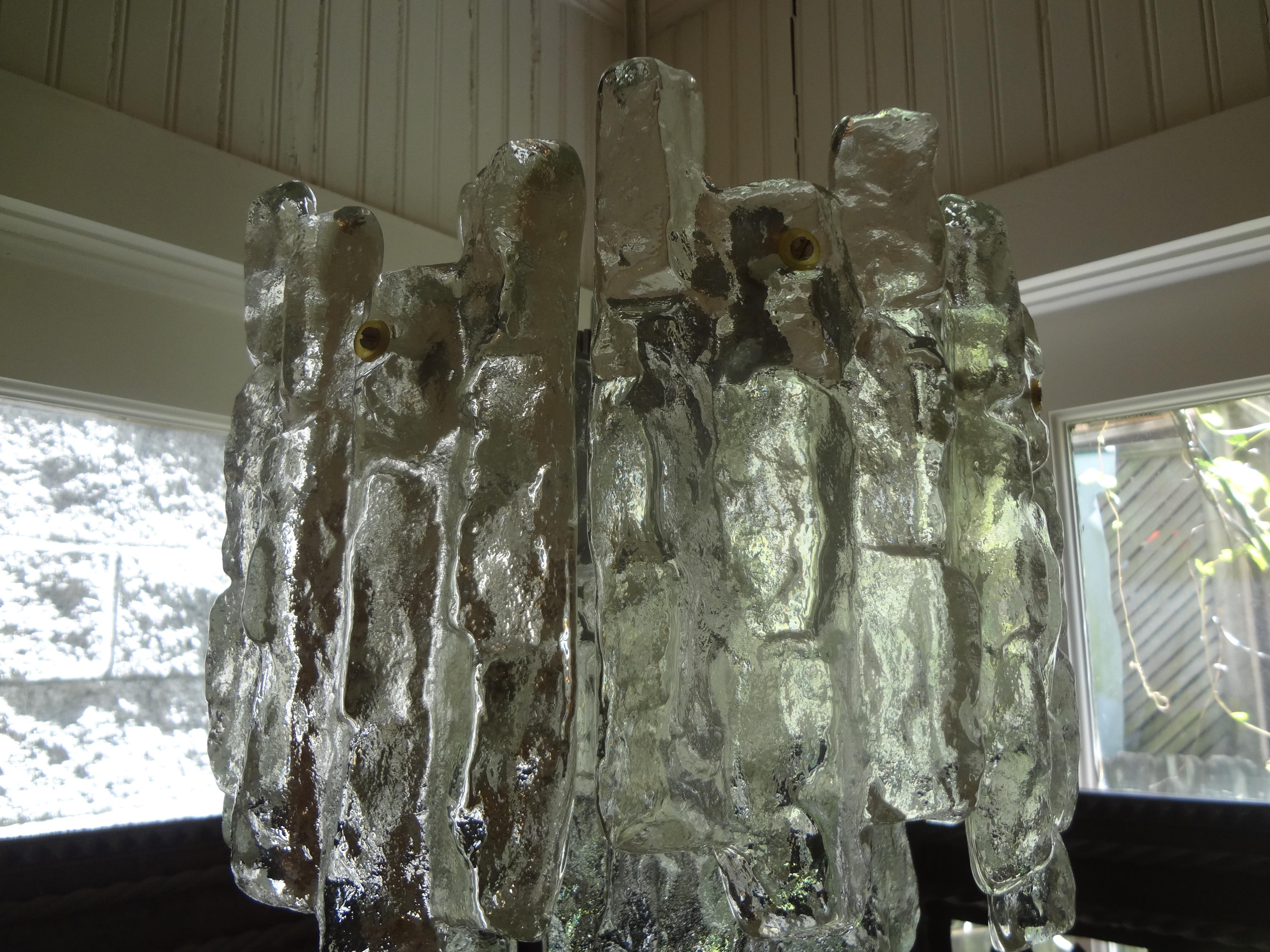 Chrome J. T. Kalmar Glass Block Chandelier or Pendant