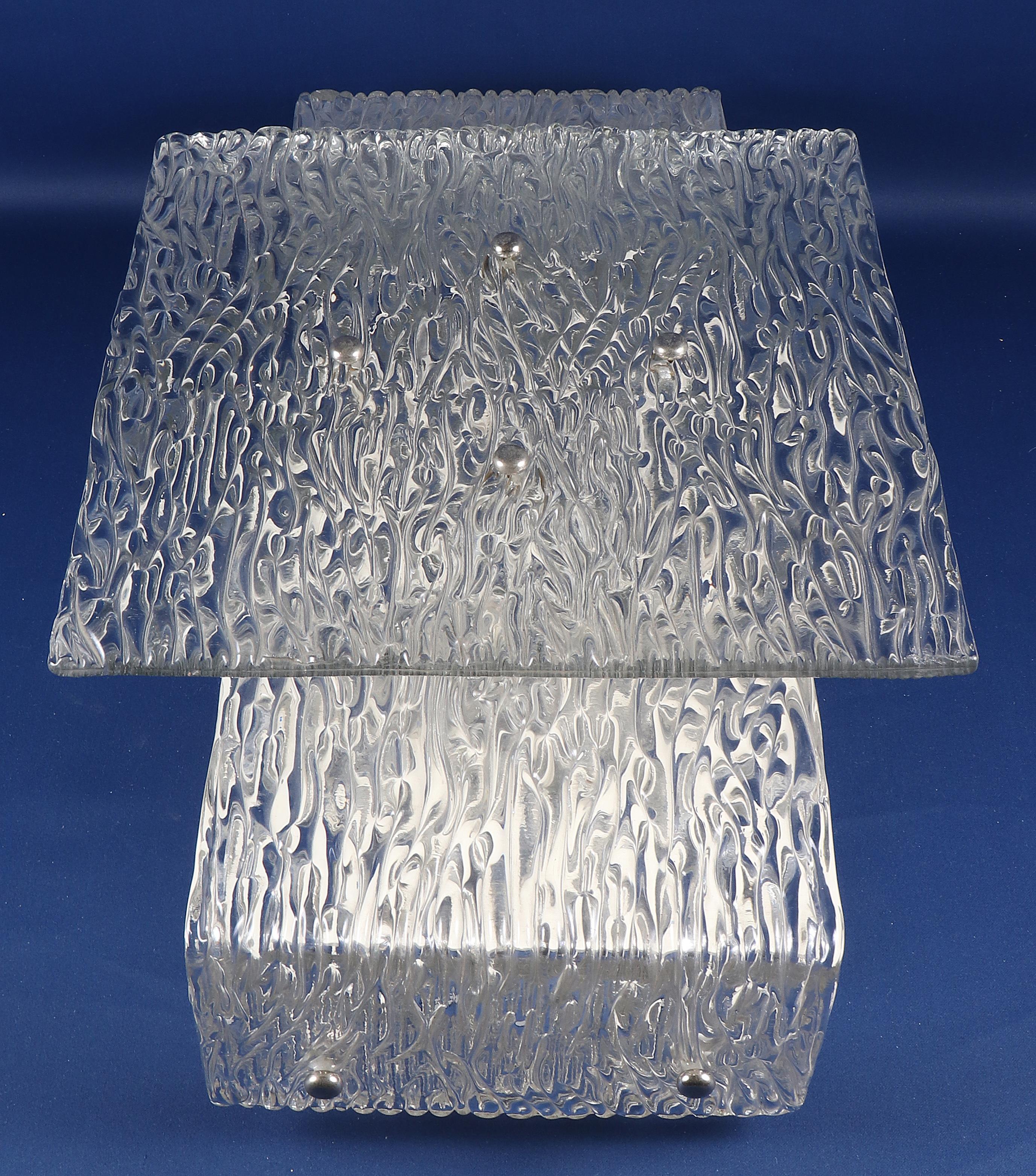 Mid-Century Modern J. T. Kalmar Ice Glass Wall Light or Sconce For Sale