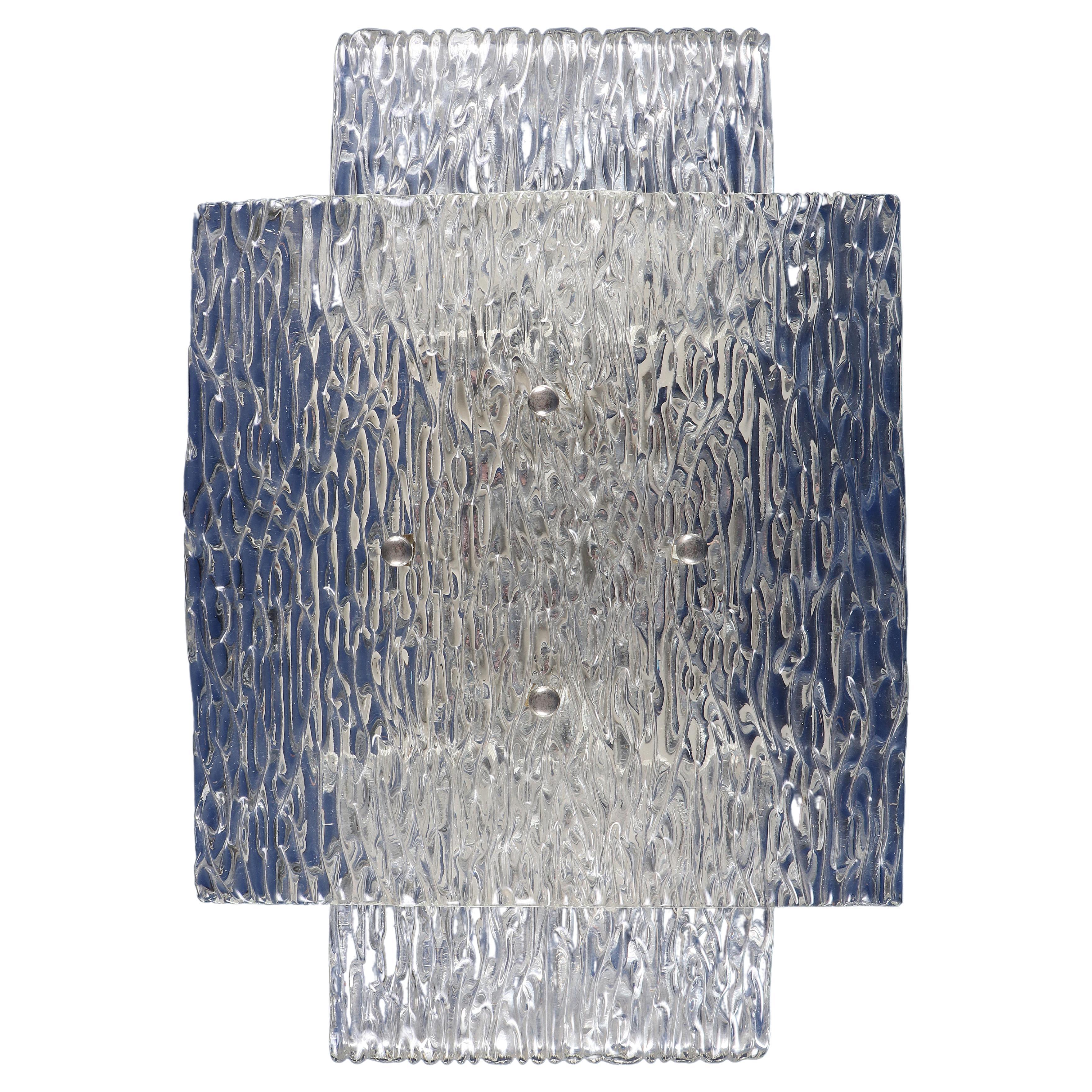 J. T. Kalmar Ice Glass Wall Light or Sconce For Sale
