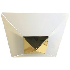 J T Kalmar Modernist Glass 
Brass Flush Mount 1970s Mid-Century Modern