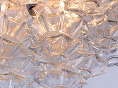 J.T. Kalmar Pagoda Flush Mount Chandelier Glass & Chrome, Austria, Vienna, 1960s