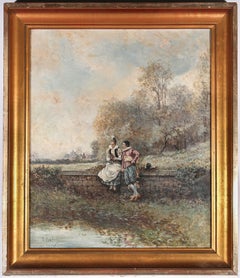 J. Tamberger - 19th Century Oil, The Courting Couple