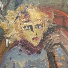 French Character Portrait. 'The Cellist. Allegro!' Oil on Board.