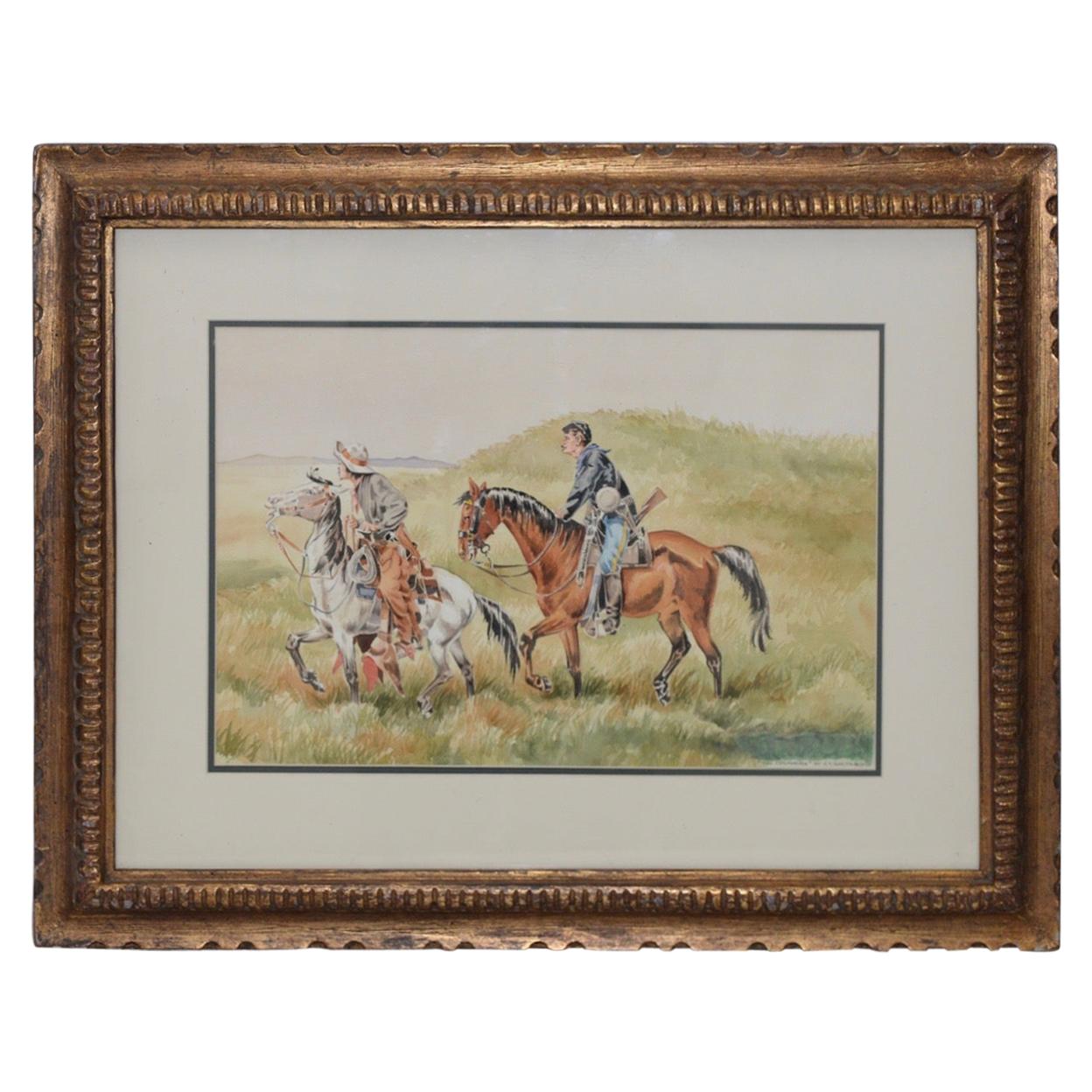 J. Thomas Soltesz "The Couriers" Original Watercolor For Sale