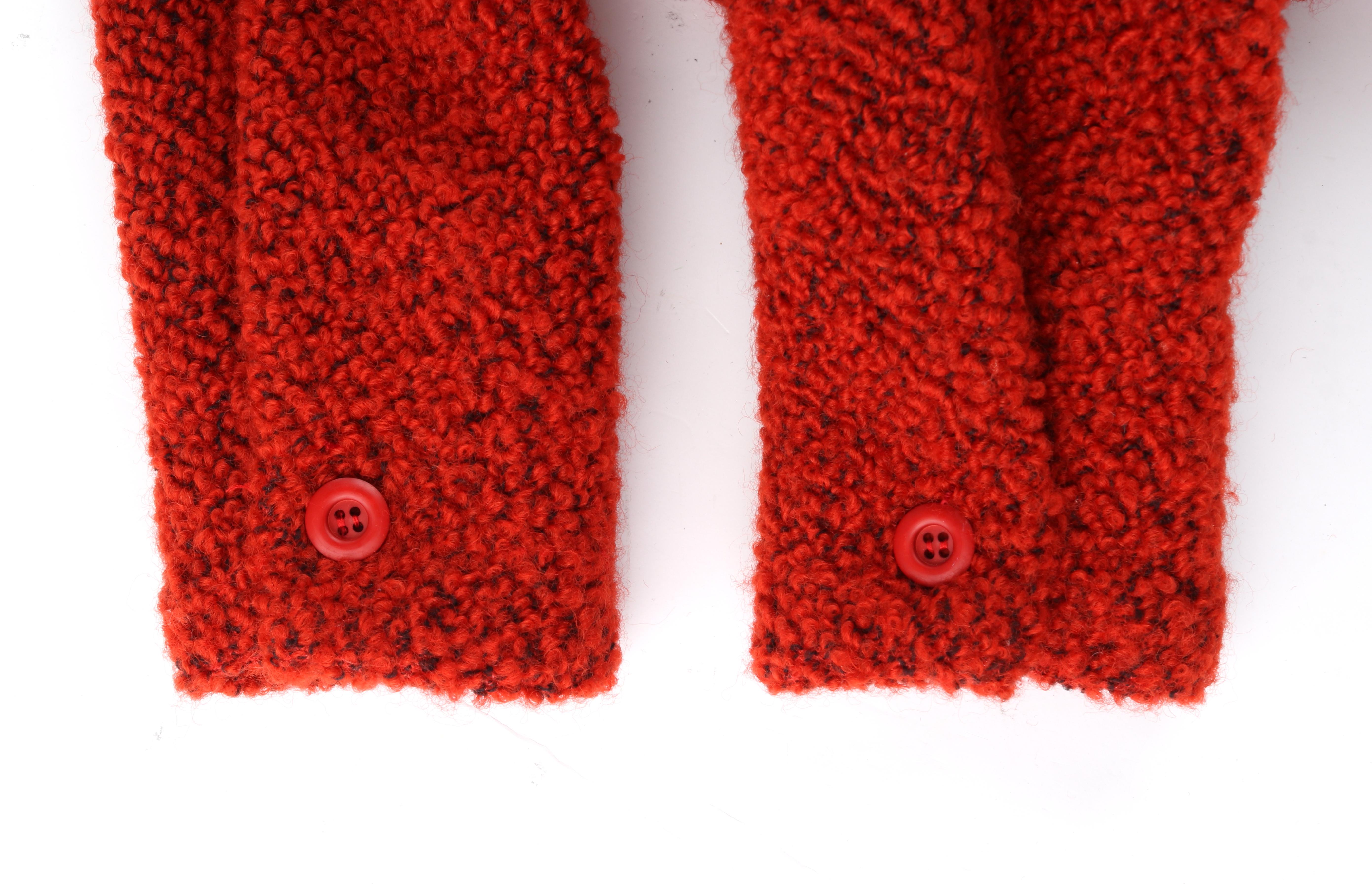 J. Tiktiner c.1970 Vintage Rust Orange Fleece Textured Jacket Cappotto Overcoat in vendita 5